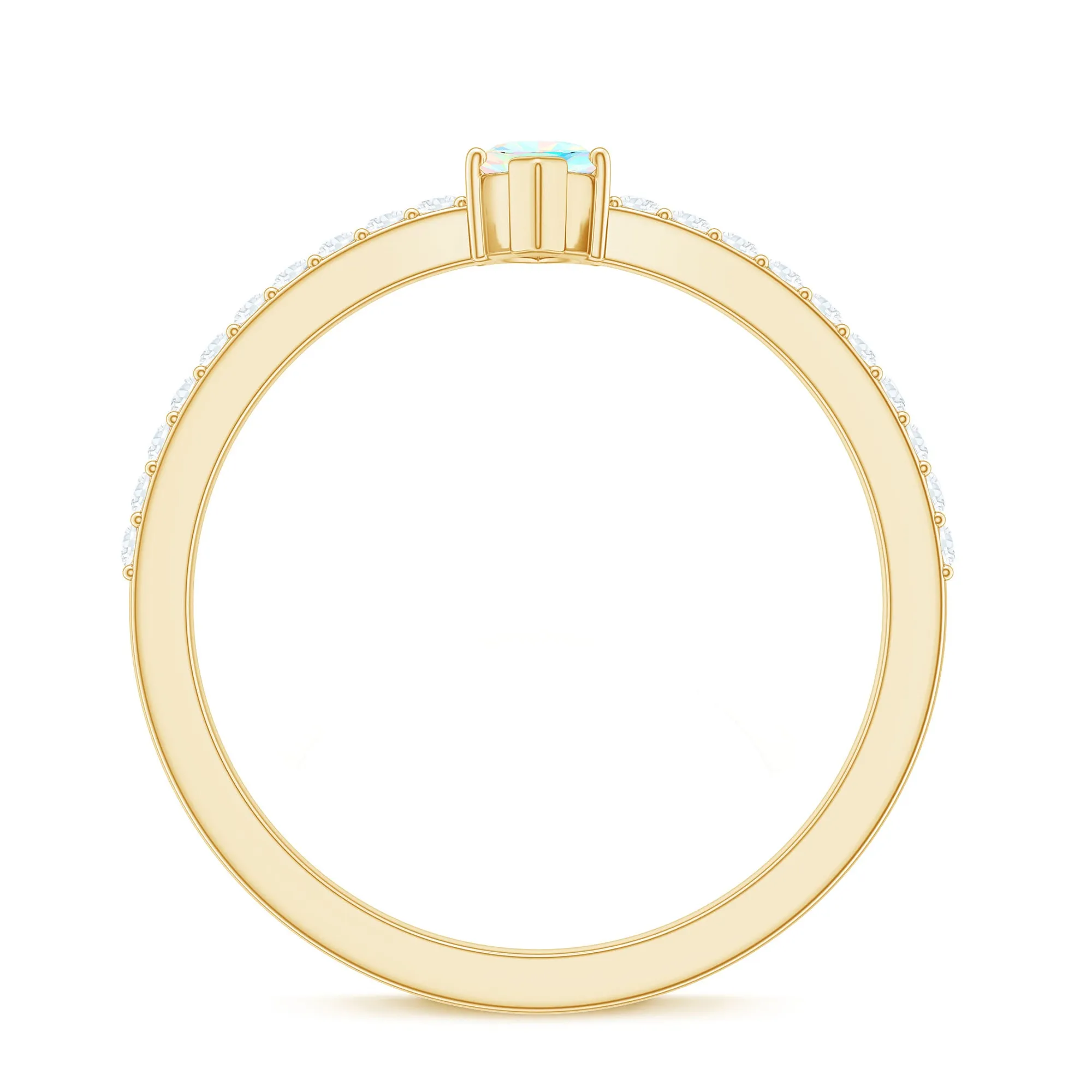 1/2 CT Minimal Marquise Cut Ethiopian Opal and Diamond Promise Ring