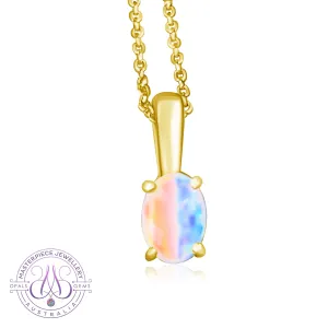 18kt Yellow Gold 7x5mm Fire Opal pendant