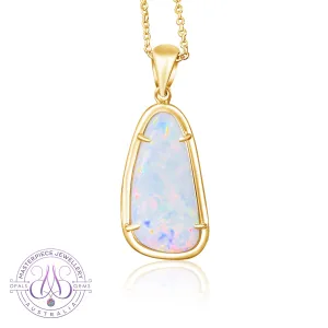 18kt Yellow Gold freeform White Opal 6.74ct pendant