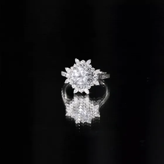 3.25 CT Certified Moissanite Flower Cocktail Ring in Gold