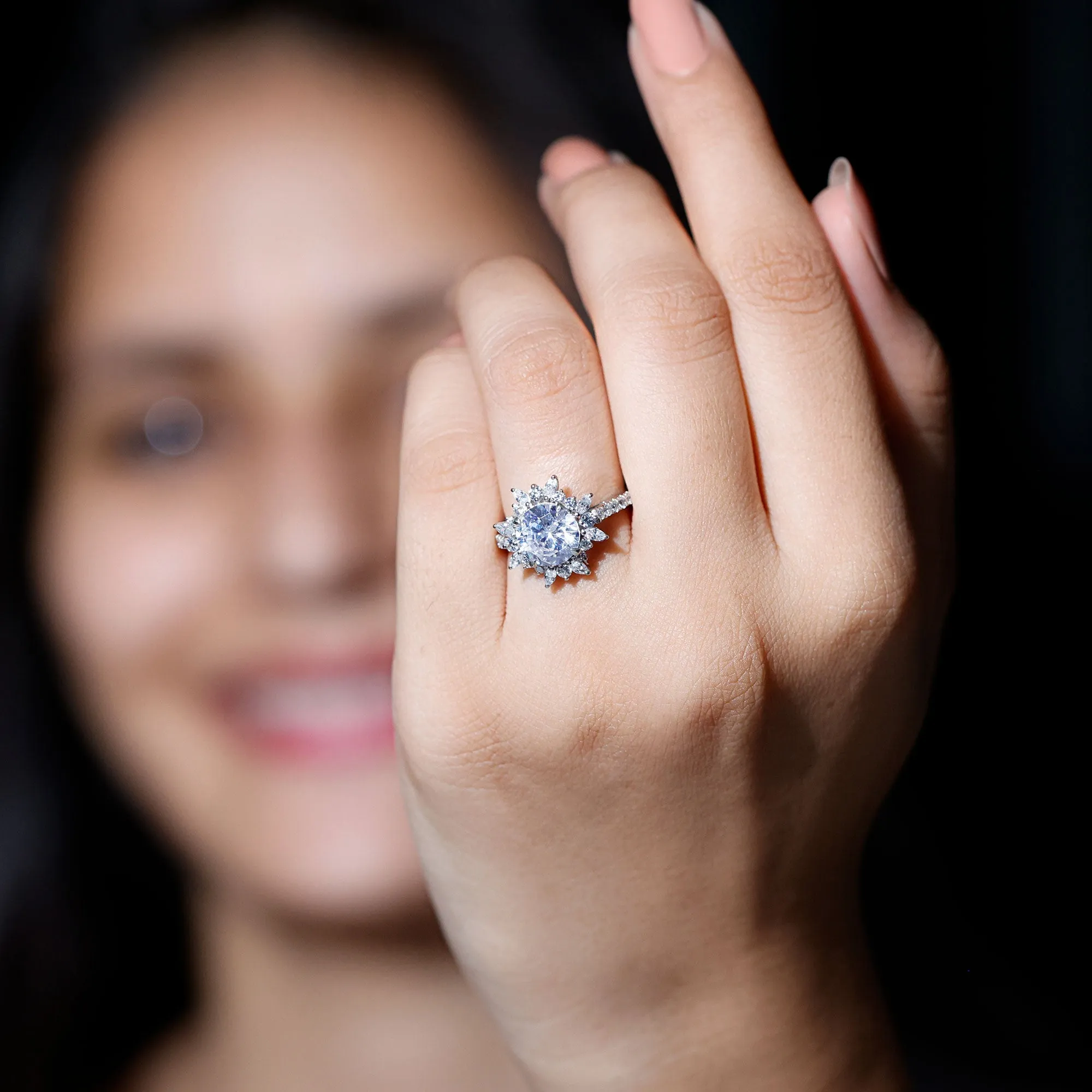 3.25 CT Certified Moissanite Flower Cocktail Ring in Gold
