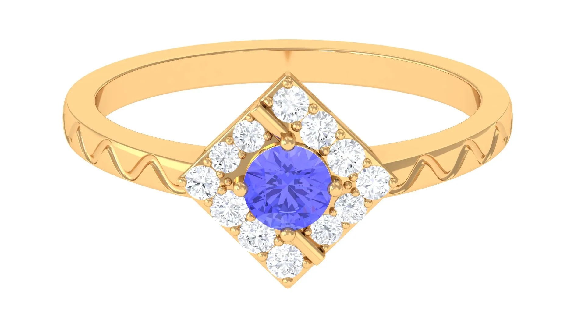 3/4 CT Minimal Tanzanite and Diamond Ring