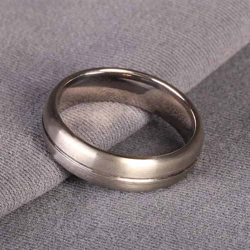 6mm Curved Matt Titanium ring