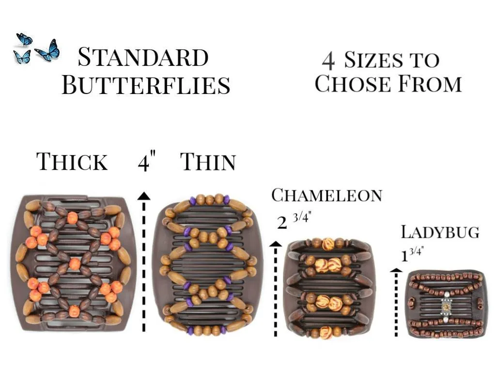 African Butterfly Thick Hair Comb - Beada Brown 211