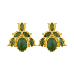 Bluebell Stud Earrings - Green Strawberry Quartz