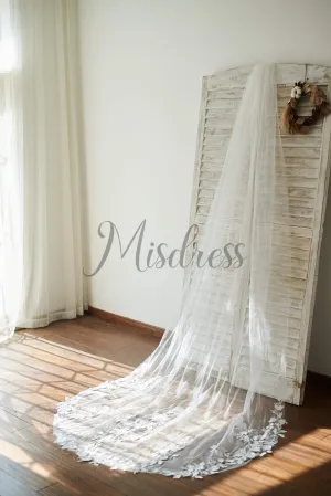 Cathedral Long Tulle 3D Flowers Wedding Veil Bridal Veil