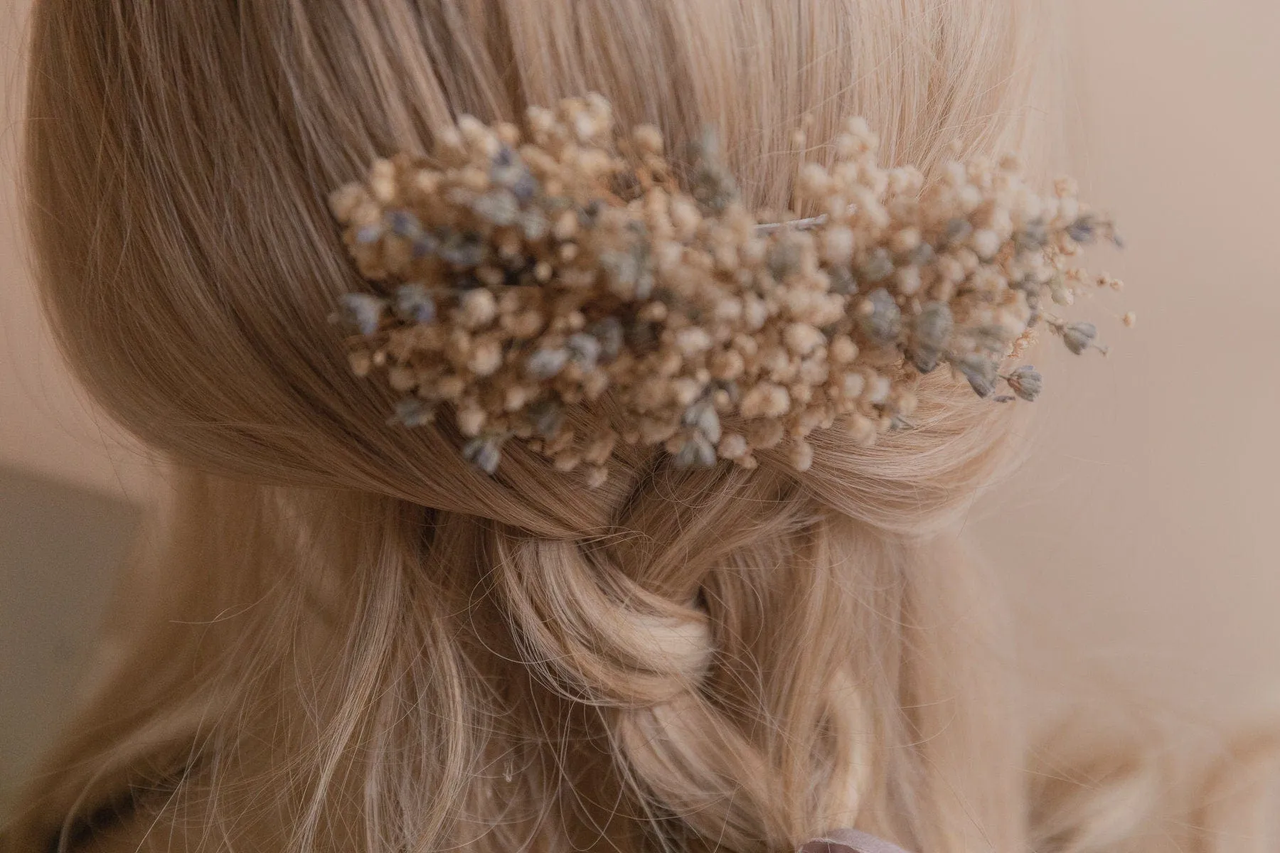 Dried Gypsophila & Dried Lavender Bridal Hair Comb / Wedding Hair Comb