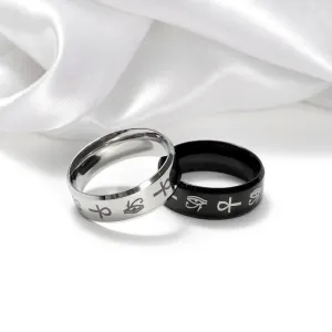 Eye of Horus Stainless Steel Ring - Vintage Egyptian Amulet