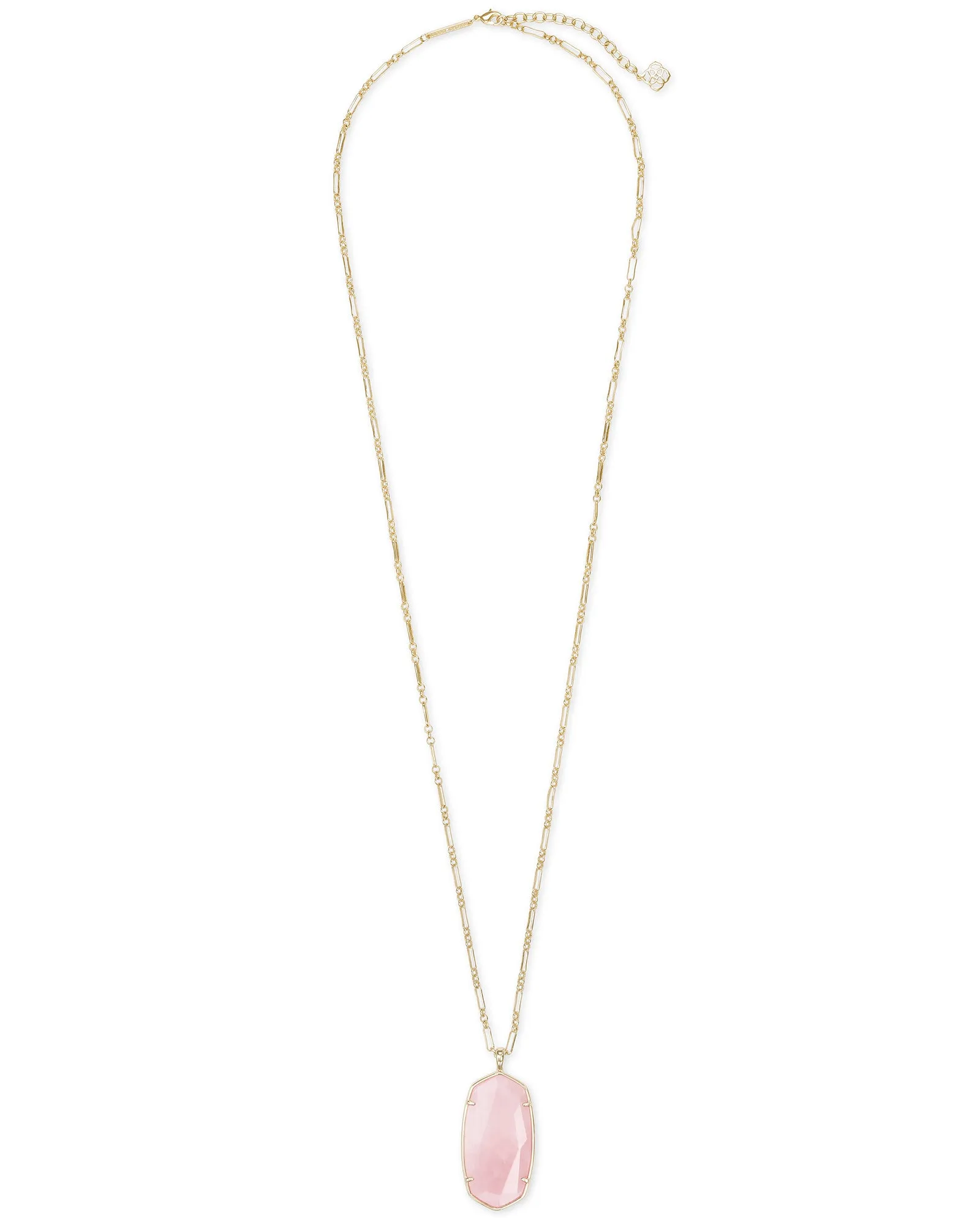 Kendra Scott Faceted Reid Necklace - Gold Rose Quartz