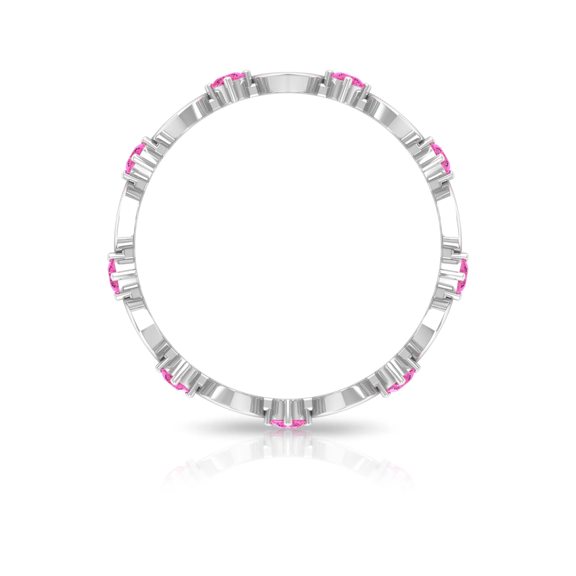 Natural Pink Sapphire Gold Open Heart Eternity Band Ring