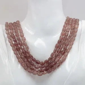 Natural Pink Strawberry Quartz gemstone Shaded Necklace Quartz stone Necklace Quartz Necklace Quartz Beaded Necklace SKU:6142756 6142757