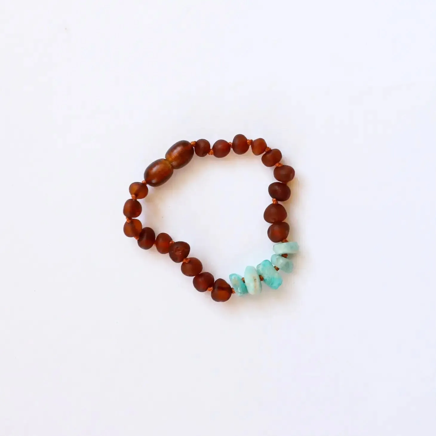 Raw Cognac Baltic Amber   Raw Amazonite Bracelet