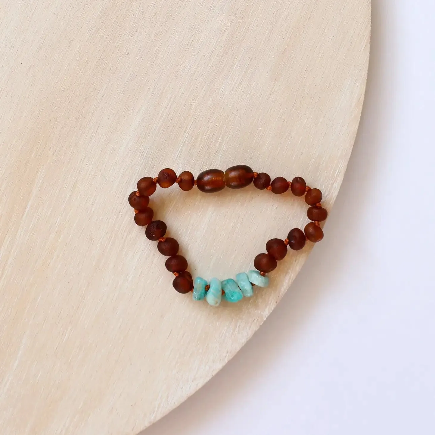 Raw Cognac Baltic Amber   Raw Amazonite Bracelet