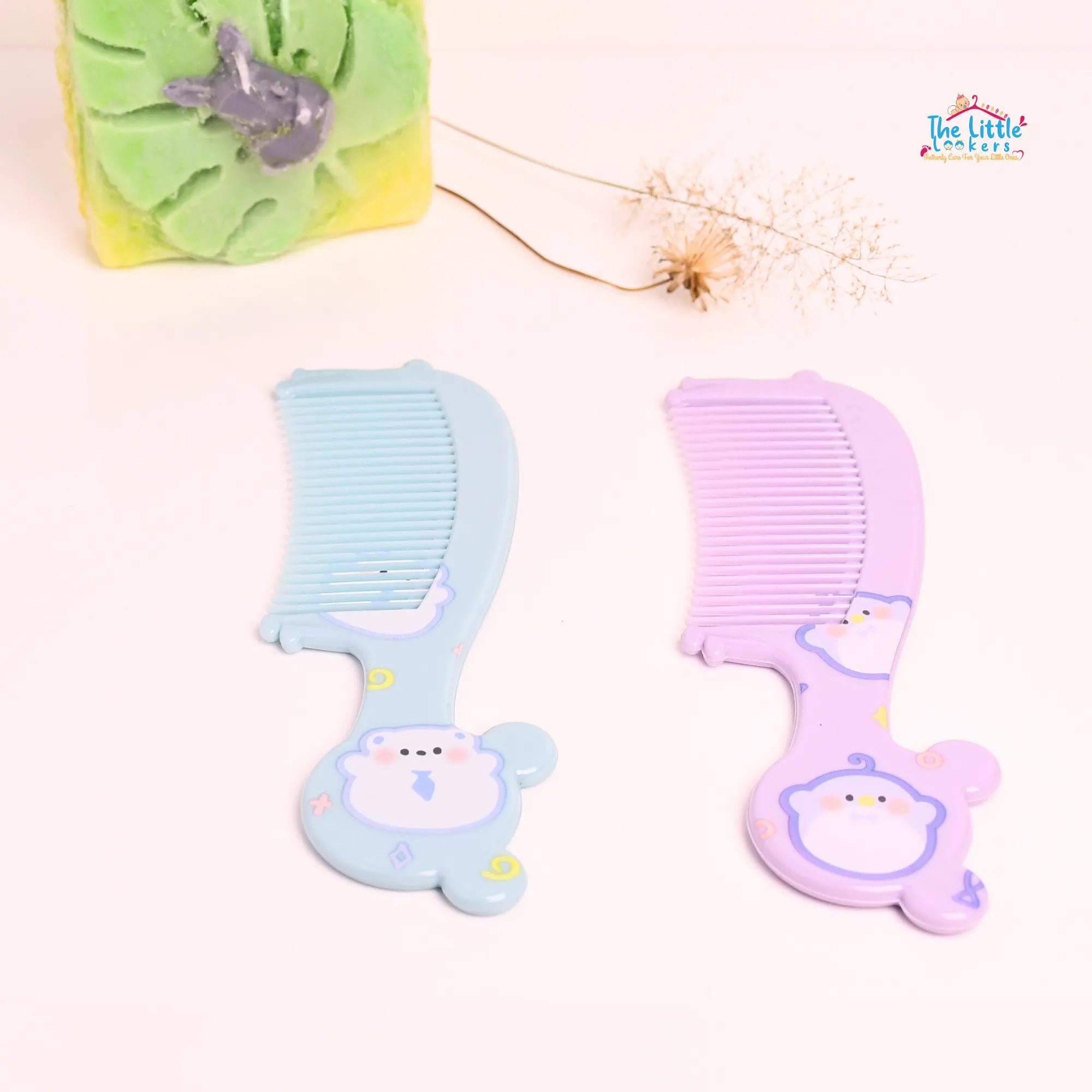 THE LITTLE LOOKERS Baby Hair Comb Set I Kids Hair Brush I Baby Comb for Wet, Dry, Curly Hairs Kids with Wide Tooth Comb (Pack of 2)